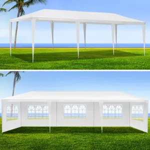 10X30' Wedding Party Canopy Tent Outdoor Gazebo With 8 Removable Sidewalls - White