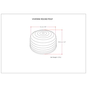 Vivienne - Round Pouf - Turquoise