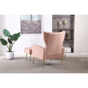 Modern Accent Chair With Ottoman, Comfy Armchair For Living Room, Bedroom, Apartment, Office - Pink