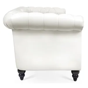 84.65\" Rolled Arm Chesterfield 3 Seater Sofa - White
