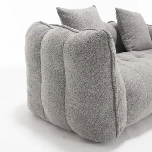 Soft Beanbag Chair With High Resilience Foam Core For Two People - Gray