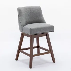 Counter Height Swivel Barstools, 26\'\' H Seat Height Upholstered Bar Stools (Set of 2), Fabric - Gr