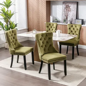 Nikki - Modern, High-End Tufted Solid Wood Contemporary Velvet Upholstered Dining Chair With Wood Le