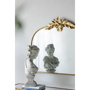 Arched Mirror With Metal Frame, Wall Mounted Mirror For Living Room Bedrrom - Gold