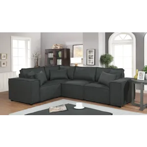 Melrose - Modular Sectional Sofa With Ottoman - Dark Gray Linen