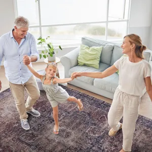 9\' x 12\' Area Rugs Living Room, Washable Rug, Low-Pile, Non-Slip, Non-Shedding, Foldable, Kid & Pe