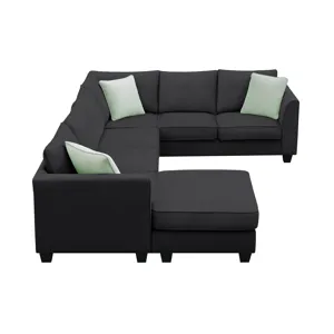 Sectional Sofa Couches Living Room Sets, 7 Seats Modular Sectional Sofa With Ottoman, L Shape Fabric