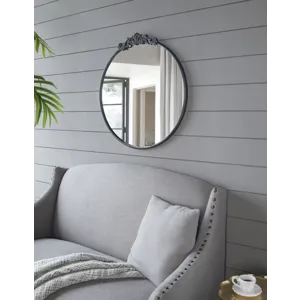 Classic Design Mirror With Round Shape And Baroque Inspired Frame For Bathroom, Entryway Console Lea