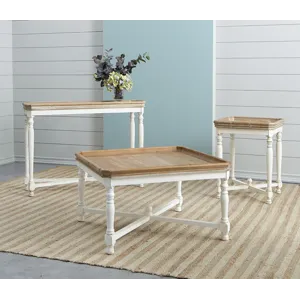 Square Alcott Coffee Table, French Countory Tray Table - White