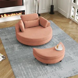 Corduroy Sofa With Two Throw Pillows, A Waist Pillow And An Extra Tray Is Comfortable For A Small Ap