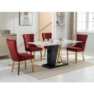 Nikki - Modern, High-End Tufted Solid Wood Contemporary Velvet Upholstered Dining Chair With Golden 