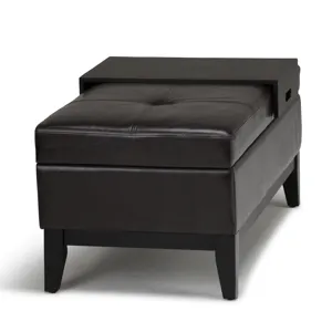 Oregon - Storage Ottoman Bench with Tray - Tanners Brown