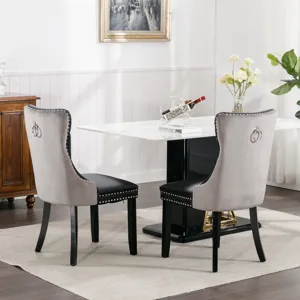 Nikki - Modern, High-End Tufted Solid Wood Contemporary PU And Velvet Upholstered Dining Chair With 