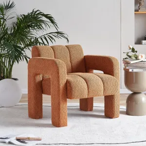 31.10\" Wide Boucle Upholstered Accent Chair - Orange