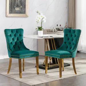 Nikki - Modern, High-End Tufted Solid Wood Contemporary Velvet Upholstered Dining Chair With Golden 