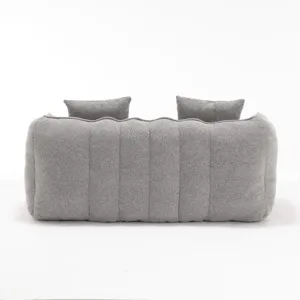 Soft Beanbag Chair With High Resilience Foam Core For Two People - Gray