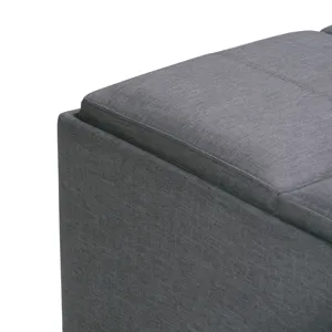 Avalon - Square Coffee Table Storage Ottoman - Slate Grey
