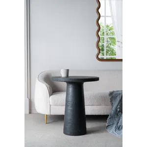 Round Side Table With Pedestal Base - Black - Black