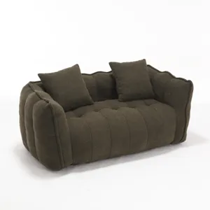 Soft Beanbag Chair With High Resilience Foam Core For Two People - Olive Green