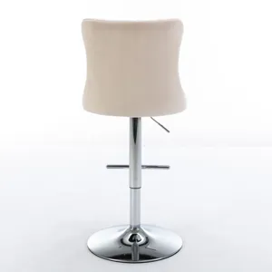 Swivel Velvet Barstools Adjusatble Seat Height From 25-33\", Modern Upholstered Chrome Base Bar Stoo