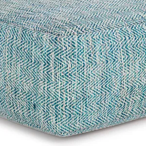 Nate - Square Pouf - Patterned Teal Melange