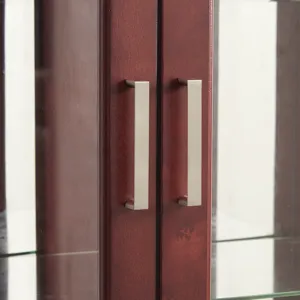 Curio Cabinet Lighted Curio Diapaly Cabinet With Adjustable Shelves And Mirrored Back Panel, Tempere