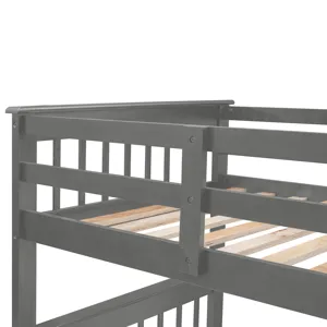 Twin Over Full Stairway Bunk Bed With Drawer, Storage And Guard Rail For Bedroom, Dorm, For Adults -