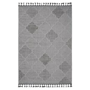 5\' x 7\' Trellis Indoor / Outdoor Area Rug - White / Gray