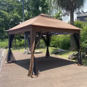 Outdoor 11X 11Ft Pop Up Gazebo Canopy With Removable Zipper Netting, 2 Tier Soft Top Event Tent, Sui