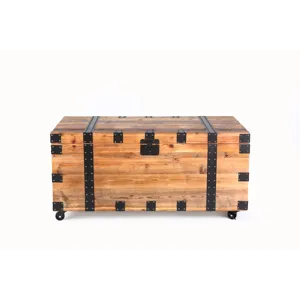Trunk Table With Four Wheel Large Capacity Storage Coffee Table - Natural / Black