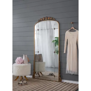Lavish Full Length Mirror, Antique Metal Floor Mirror For Living Room, Bedroom - Gold