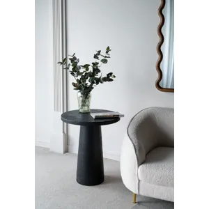 Round Side Table With Pedestal Base - Black - Black