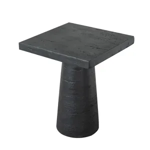 Square Side Table With Pedestal Base - Black