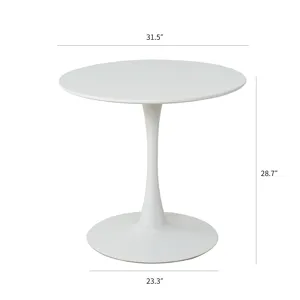 Modern Gray Simple PU Dining Chair Upholstered Chair Family Bedroom Stool Back Dressing, White Round