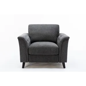 Stanton - Linen Chair With Tufted Arms - Dark Gray
