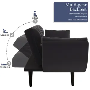 Sofa Soft Two Armrests Throw Pillow Pillow Comfortable Fit Apartment Bedroom Small Space - Black