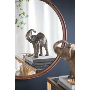 Round Hand Carved Rose Antique Mirror Frame, Wall Mirror For Live Space, Bathroom, Entryway Wall Dec