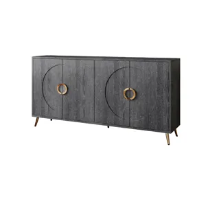 Modern Lacquered 4 Door Wooden Cabinet Sideboard Buffet Server Cabinet Storage Cabinet, For Living R