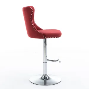 Swivel Velvet Barstools Adjusatble Seat Height From 25-33\", Chrome Base Bar Stools With Backs Comfo