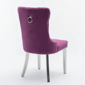 Nikki - Modern, High-End Tufted Solid Wood Contemporary Velvet Upholstered Dining Chair With Chrome 