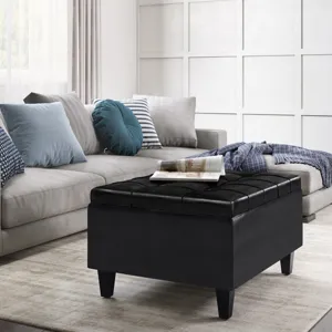 Harrison - Small Coffee Table Storage Ottoman - Midnight Black