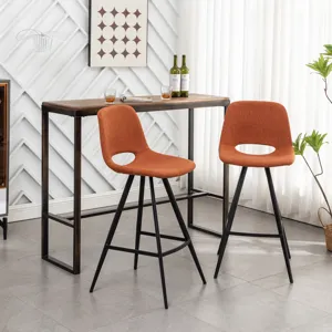 Porth - 28.25\" Fabric Kitchen Counter Height Stools (Set of 2) - Orange