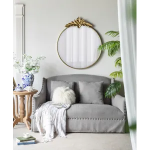 Large Round Wall Mirror With Metal Frame, Circle Accent Mirror For Living Room Bedroom Entryway - Go