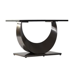 63\" Modern Artificial Stone Crescent-Shaped Metal Legs, Can Accommodate 6-8 People - White / Black