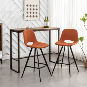 Porth - 28.25\" Fabric Kitchen Counter Height Stools (Set of 2) - Orange