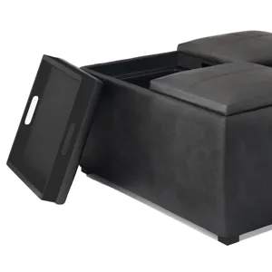 Avalon - Square Coffee Table Storage Ottoman - Distressed Black