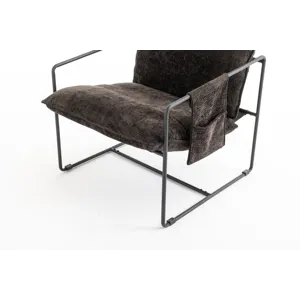 Upholstered Hanging Armchair With Arm Pocket Metal Frame (Set of 2), Crushed Foam Cushions And Skin-