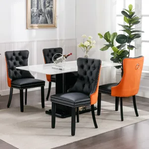 Nikki - Modern, High-End Tufted Solid Wood Contemporary PU And Velvet Upholstered Dining Chair With 