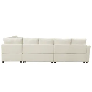 L-Shaped Sofa Convertible Sofa Bed Pull Out Sofa Sleeper With Two Back Pillows, Two USB Ports And Tw