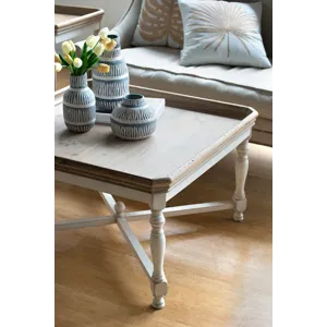 Square Alcott Coffee Table, French Countory Tray Table - White